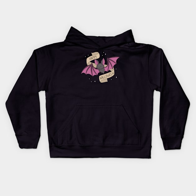 Cute Halloween Bat Kids Hoodie by valentinahramov